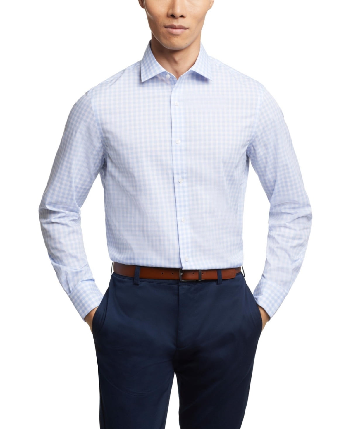 Tommy Hilfiger Men Regular fit Dress Shirt Small 14.5 in 32-33 Blue Plaid