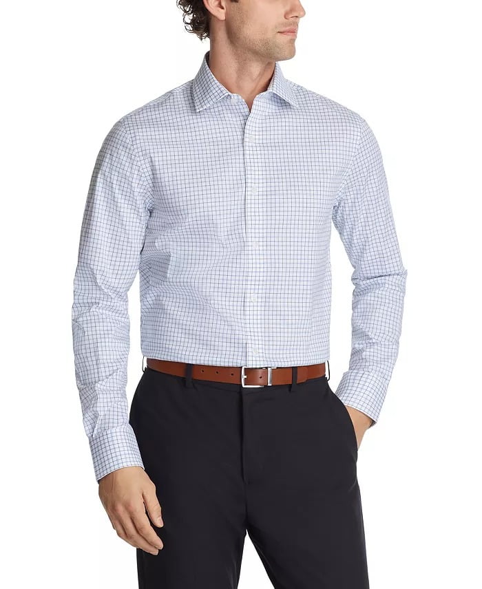 Tommy Hilfiger Men Regular fit Dress Shirt Small 14.5 in 32-33 White Plaid