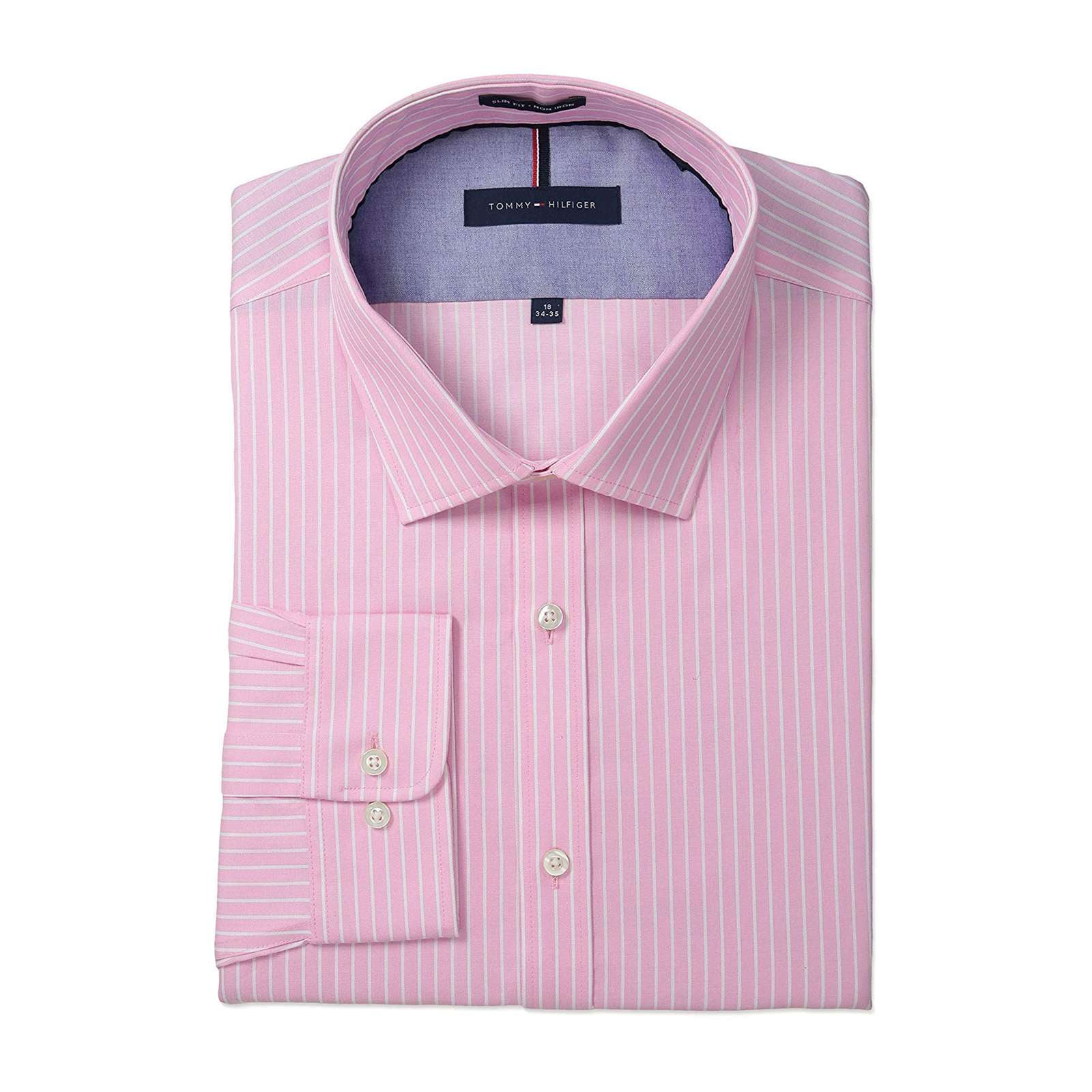 Tommy Hilfiger Men Slim Fit Non Iron Banker Stripe Shirt - Walmart.com