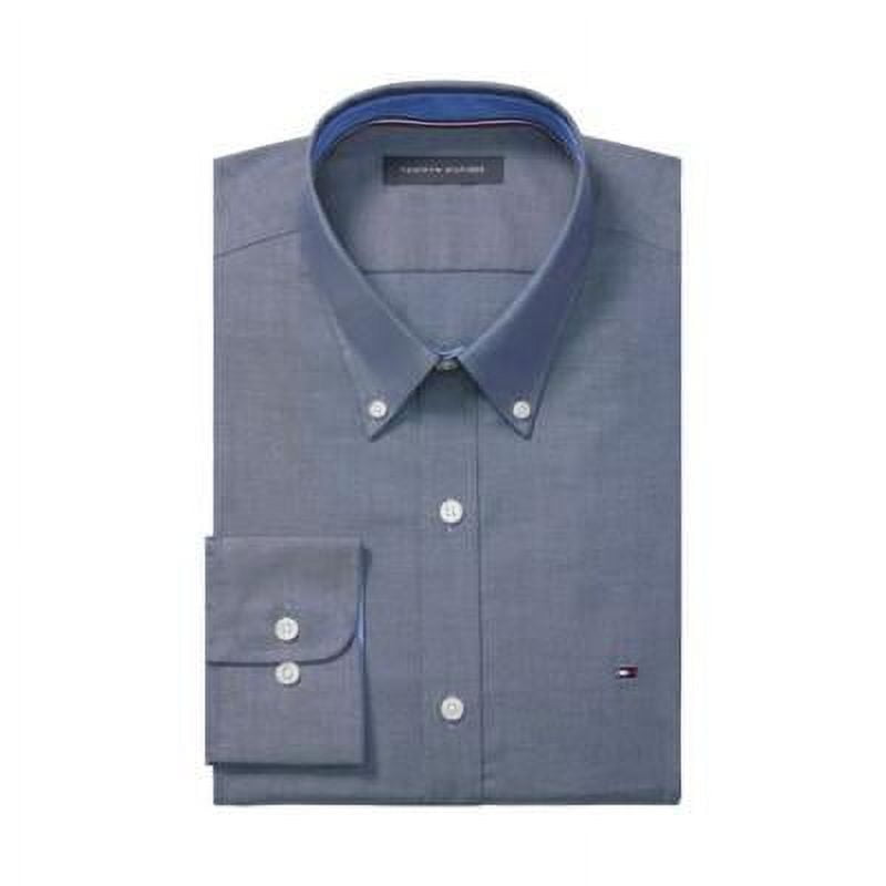Tommy Hilfiger Men Slim fit Dress Shirt Large 16.5 in 32-33 Blue Solid