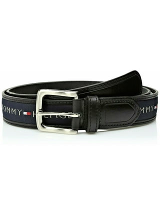 Tommy Hilfiger Adan Engraved Logo Reversible Leather Belt Black