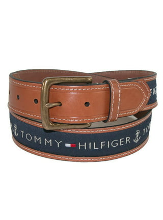 Tommy Hilfiger 44 Mens Burnished Leather Handlaced 1 1/4 Inch Belt