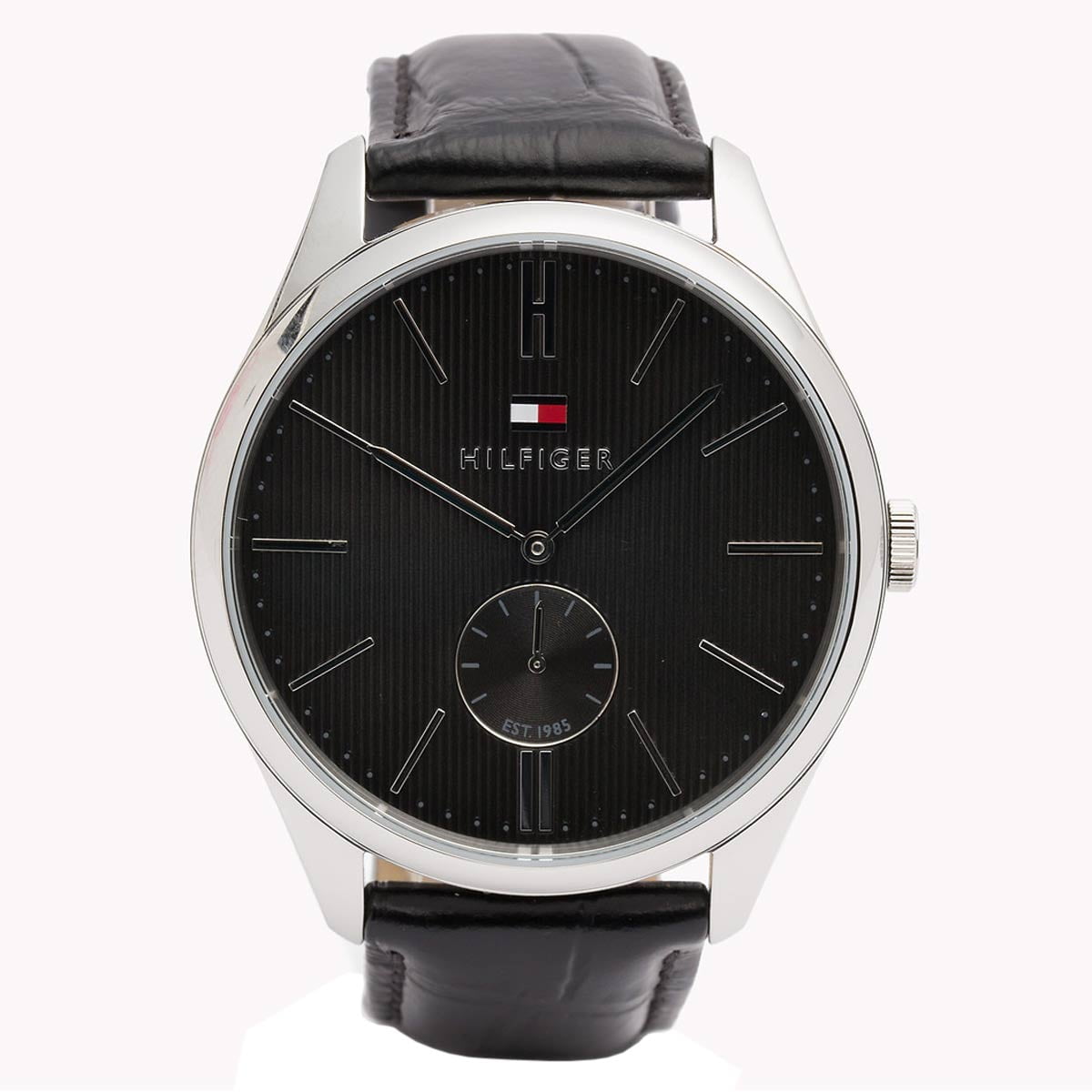 Tommy Hilfiger Men's 1791168 Curtis Black Dial Black Leather Strap Watch