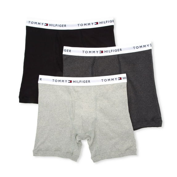 Tommy Hilfiger Men's 3 Pack Cotton Classics Boxer Briefs, Grey \ Black,XL - US