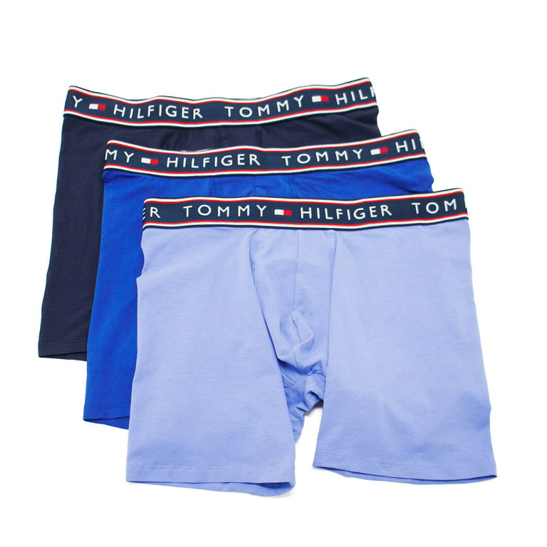 Tommy Hilfiger Men's 3 Pack Cotton Classics Boxer Briefs, Persian Blue,S -  US 