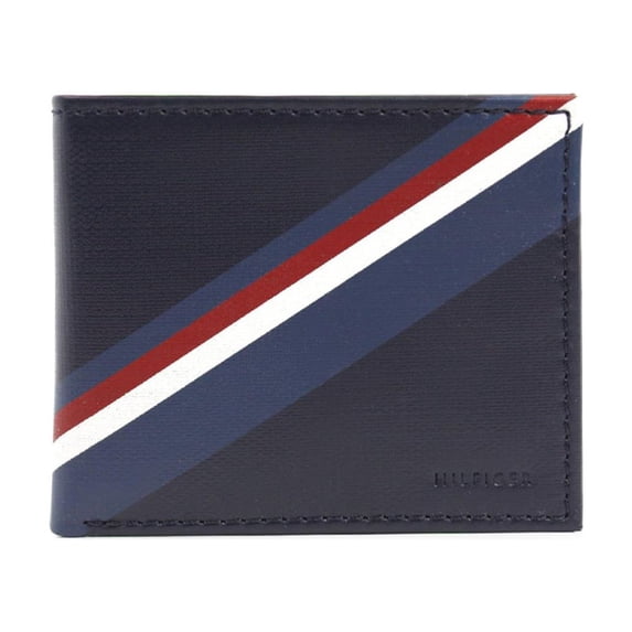 Tommy Hilfiger Men's 31TL130012 Leather Double Billfold Wallet Navy