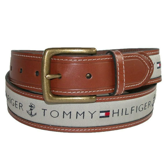 Tommy Hilfiger Men's Ribbon Inlay Belt Khaki 11TL02X032