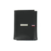 Tommy Hilfiger Mens Black Genuine Leather | ID Holder | Tri-Fold Wallet
