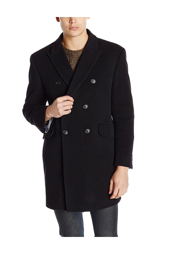 Men's Burbank Double Breasted Walker Coat, Black, Size 44R