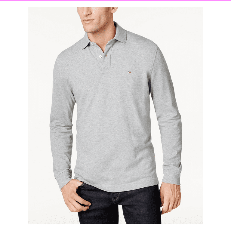 Tommy Hilfiger Men\'s XXL/Sport Long Polo Shirt Fit Gray Classic Sleeve Heather