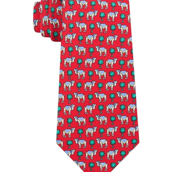 Tommy Hilfiger Men’s Classic Santa Camel Silk Ties, Red