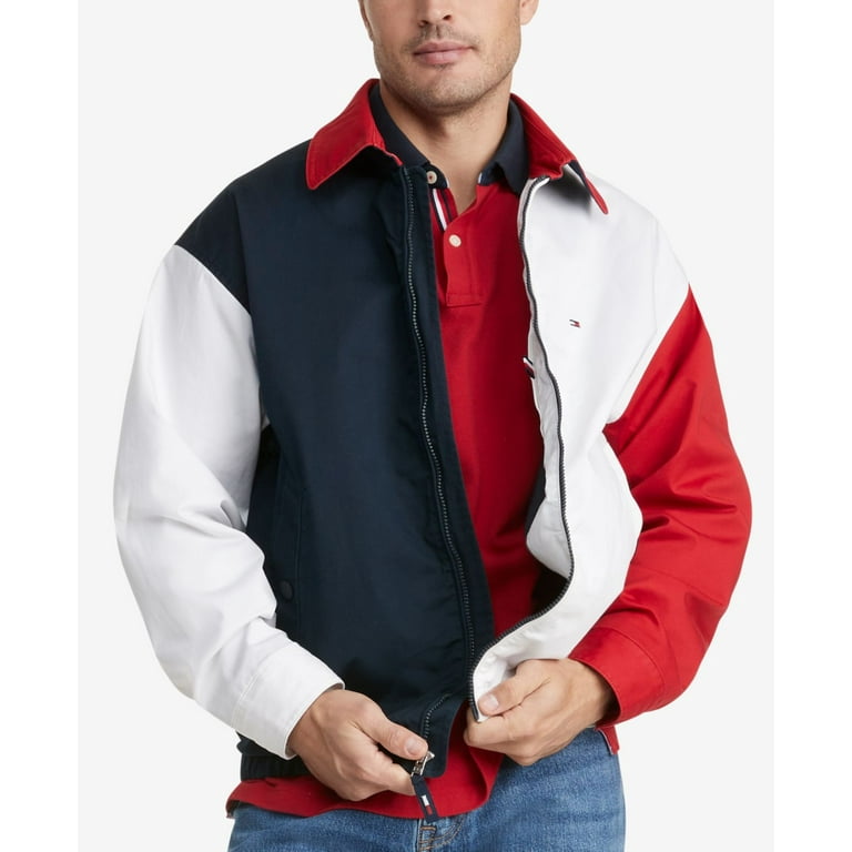 Tommy Hilfiger Men’s Color-Block Ivy Jacket, Navy/Red, X-Large