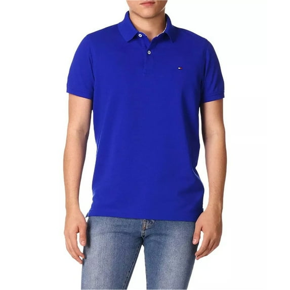Tommy Hilfiger Men's Cotton Classic Fit Polo Shirt Ultra Blue Medium