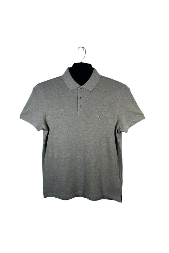 Men's Cotton Polo Shirt Size M Heather Gray Slim Fit