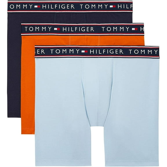 Tommy Hilfiger Men's Cotton Stretch Boxer Brief Multipack, Steel Blue, Medium