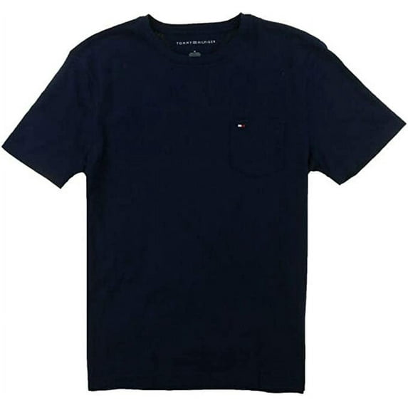 Tommy Hilfiger Men's Crew Neck Pocket T-Shirt (Black, Large)