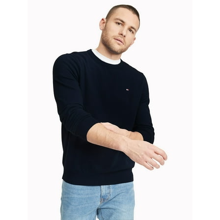Tommy Hilfiger Men's Crew Neck Sweater 100% Cotton, Navy, XXL