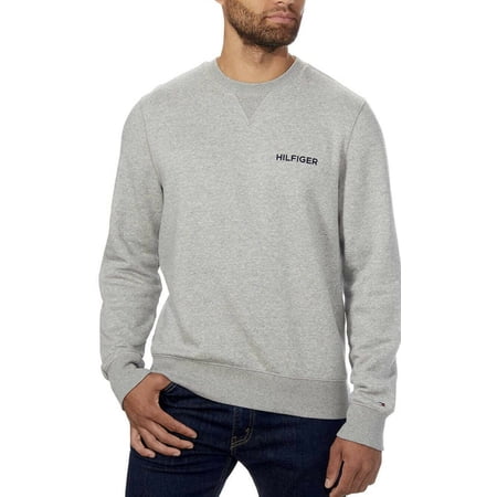Tommy Hilfiger Men's Crew Neck Sweatshirt(Grey Heather, Small)