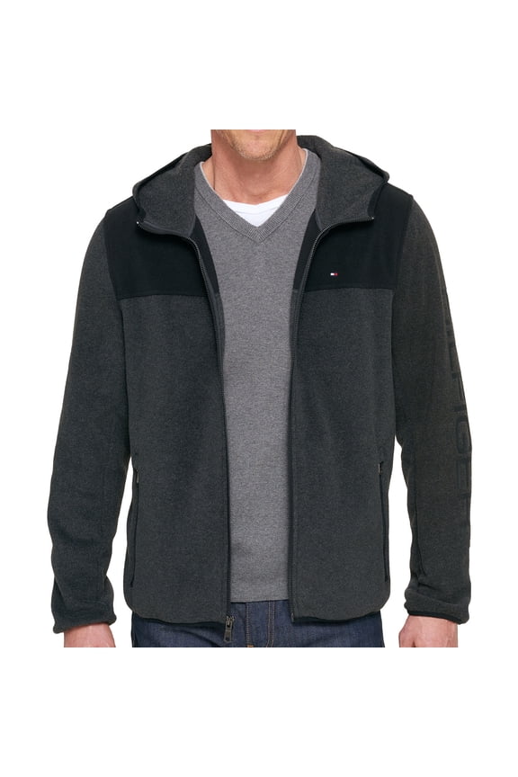 Men's Dark Full Zip Fleece Jacket (Small, Gray)