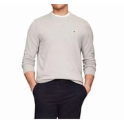Tommy Hilfiger Mens Essential Solid Crew Neck 100% Cotton Sweater, Light Grey Heather, X-Large XL