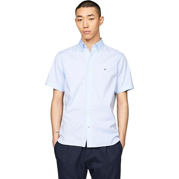 Tommy Hilfiger Men's Flex Poplin Regular Short Sleeve Shirts