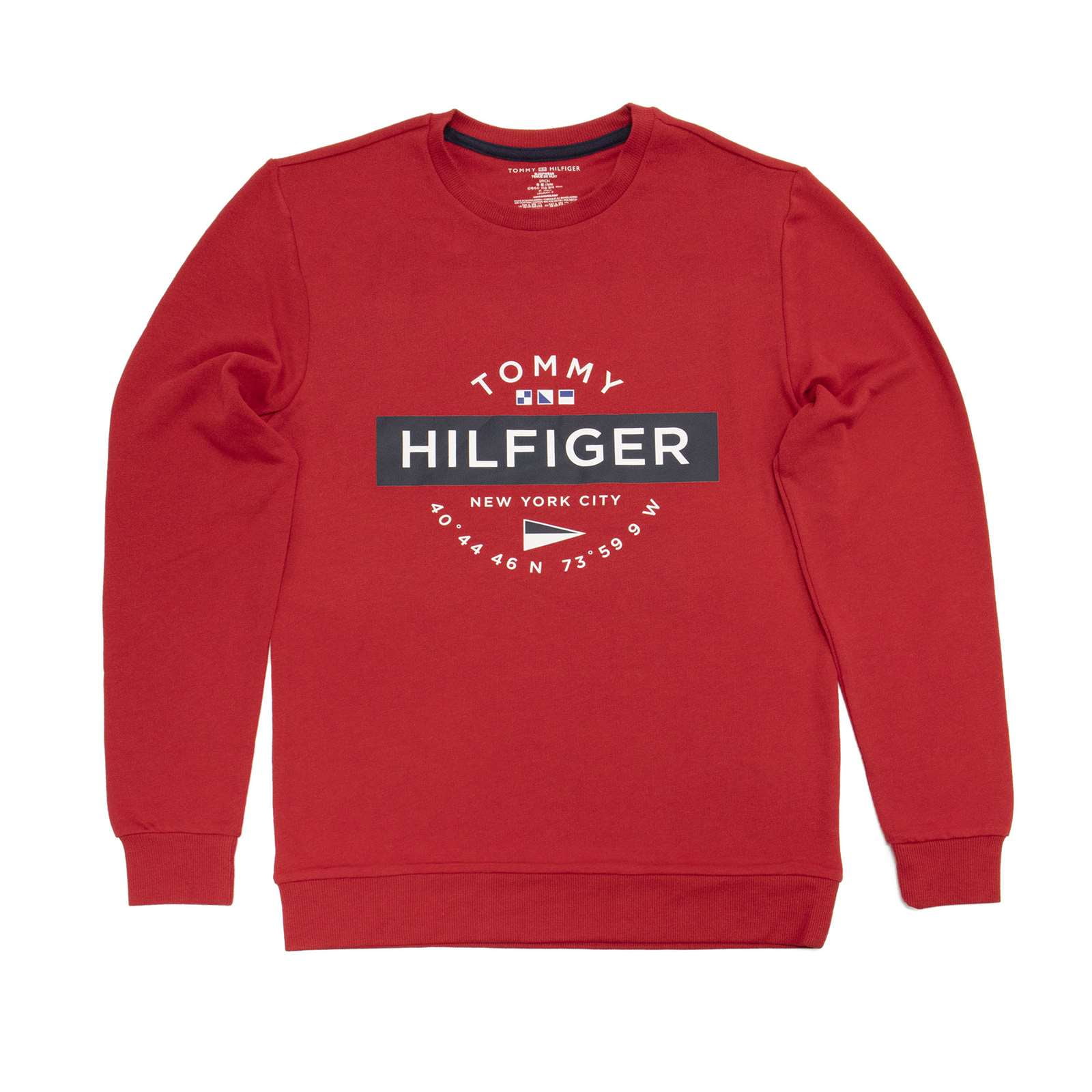 Tommy Hilfiger Men's Graphic French Terry Long Sleeve Shirt, Mahogany ...