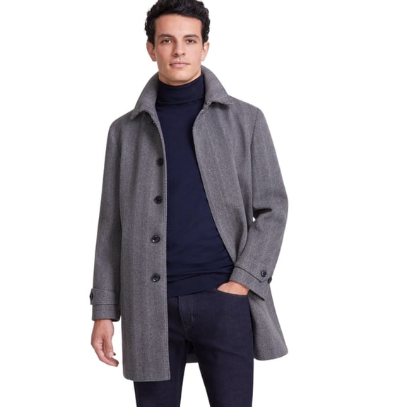 Tommy Hilfiger Men's Herringbone Charcoal Overcoat Coat 36 R Grey