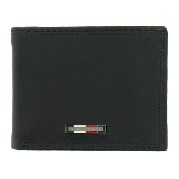 Tommy Hilfiger Men's Leather Bi-Fold Wallet 2-Fold (Black)