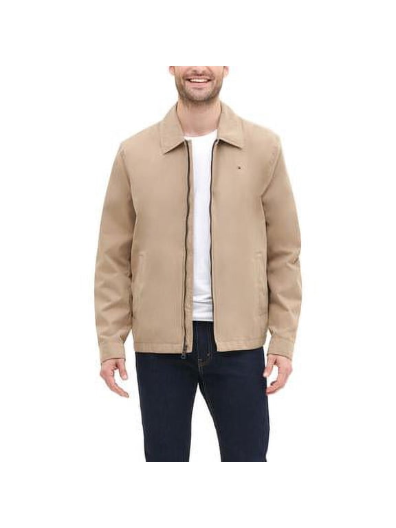Lightweight Full Zip-Front Jacket Men's S Khaki Solid Long Sleeve