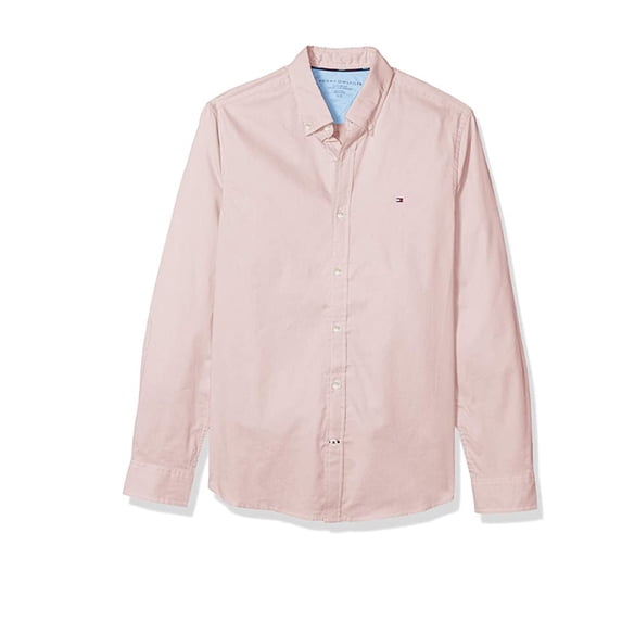 Tommy Hilfiger Men's Long Sleeve Custom Fit Oxford Button Down Shirt, Light Apple Red, Size 3XL