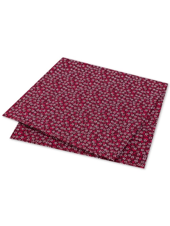 Mens Micro Floral Pocket Square, Dark Red