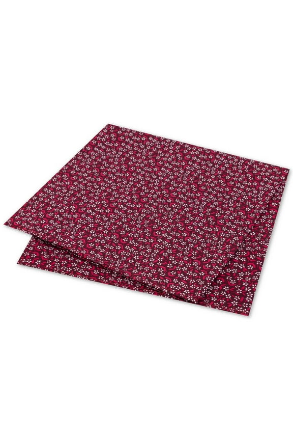 Mens Micro Floral Pocket Square, Dark Red