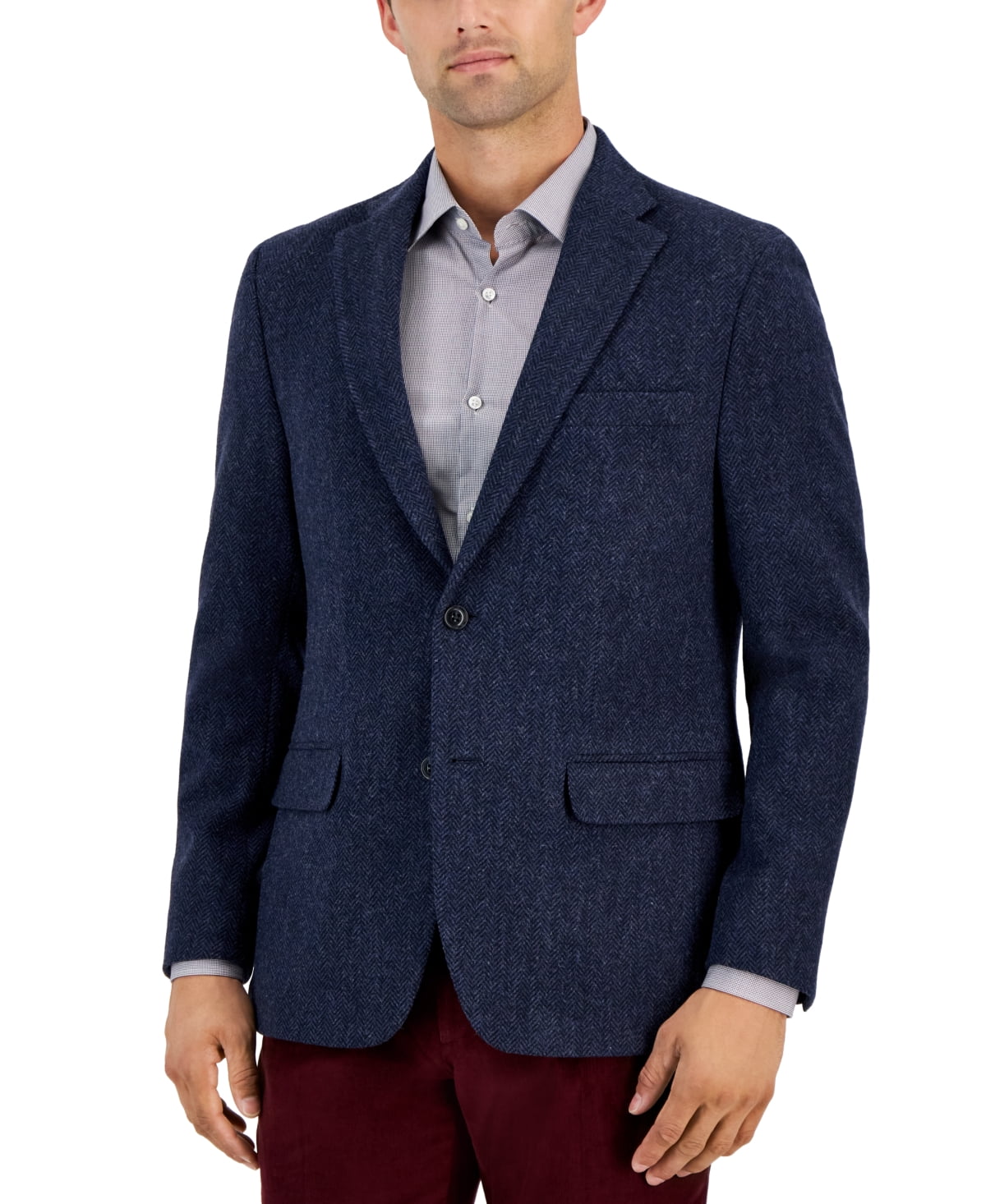 Tommy Hilfiger Men's Modern Fit All Wool Sport Coat Navy Blue 36S ...