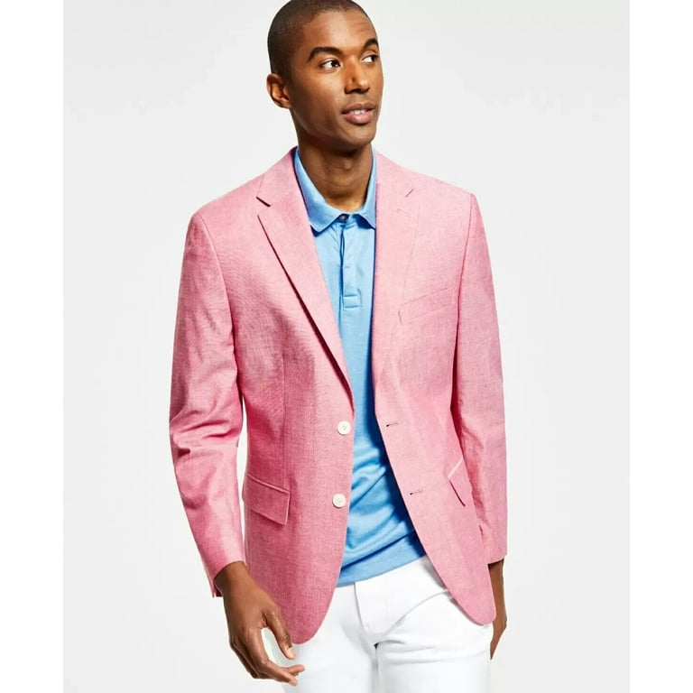 Tommy Hilfiger Men's Modern-Fit Chambray Blazer Pink Size 44S MSRP $295
