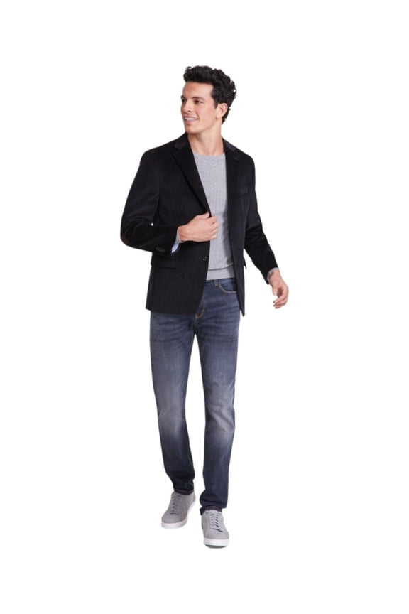 Men's Modern-Fit Corduroy Sport Coat Blazer 40R Solid Black