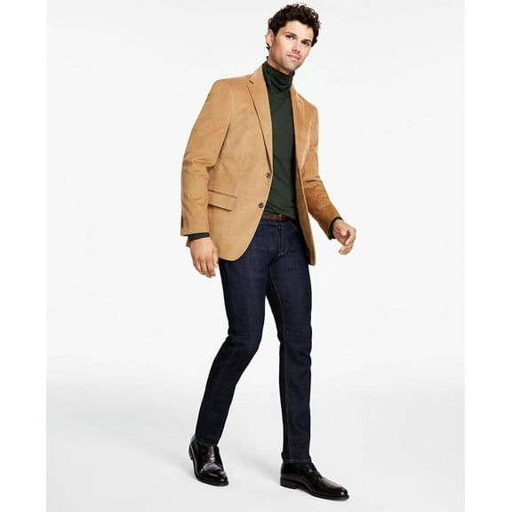 Tommy Hilfiger Men’s Modern Fit Corduroy Sport Coat Blazer, Khaki, 40S