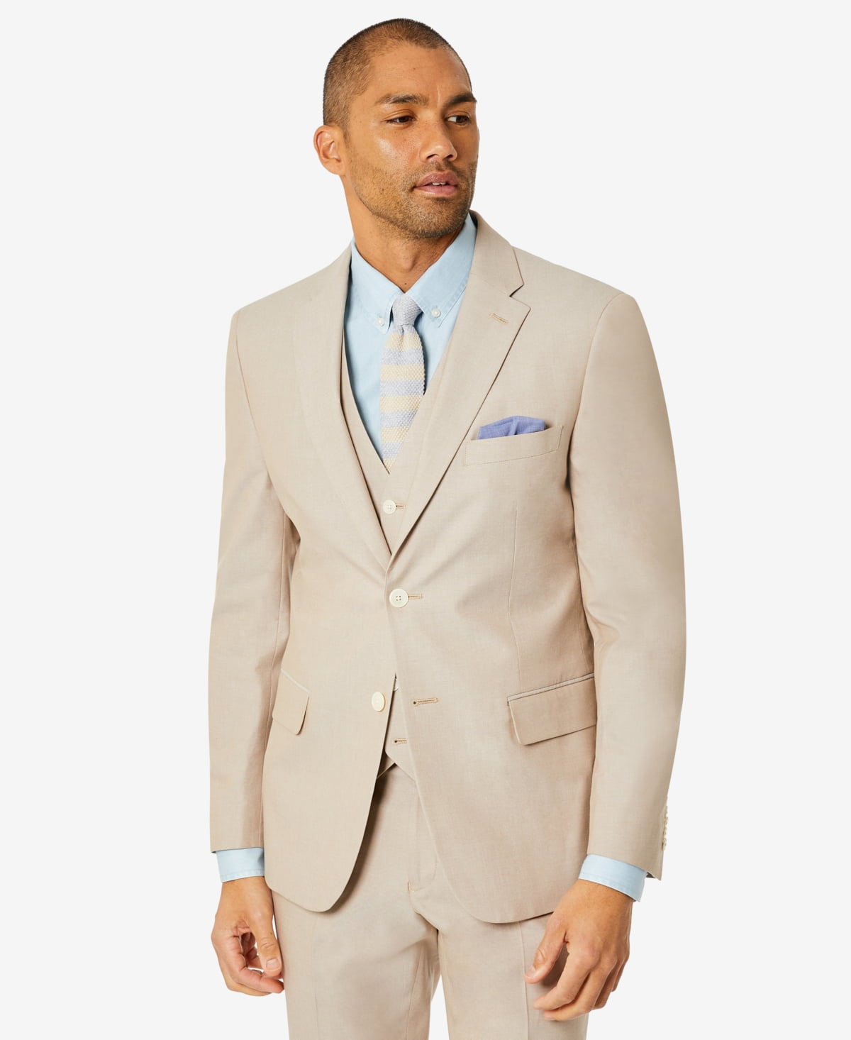 Tommy Hilfiger Men's Modern-Fit Flex Stretch Chambray Suit Jacket 38L Tan