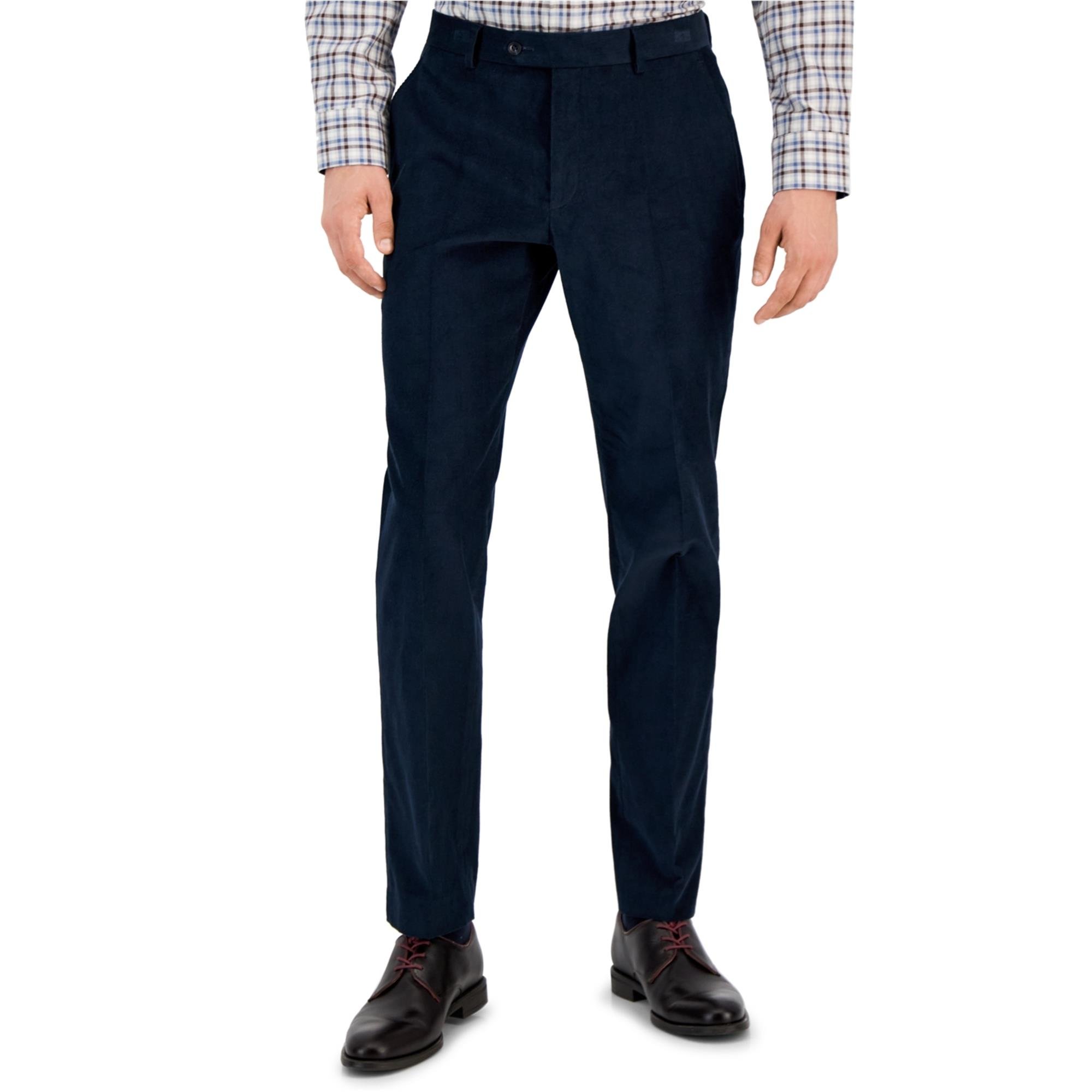 Tommy Hilfiger Men's Modern Fit Solid Corduroy Dress Pants Navy 42 x 32