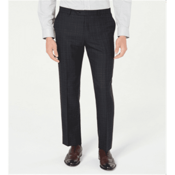Tommy Hilfiger Men's Modern Fit THFlex Stretch Windowpane Plaid Suit Pants Gray Size 54X30