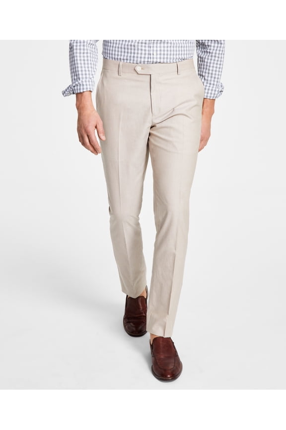 Men's Modern Fit Th Flex Stretch Chambray Suit Separate Pant Brown Size 42X34