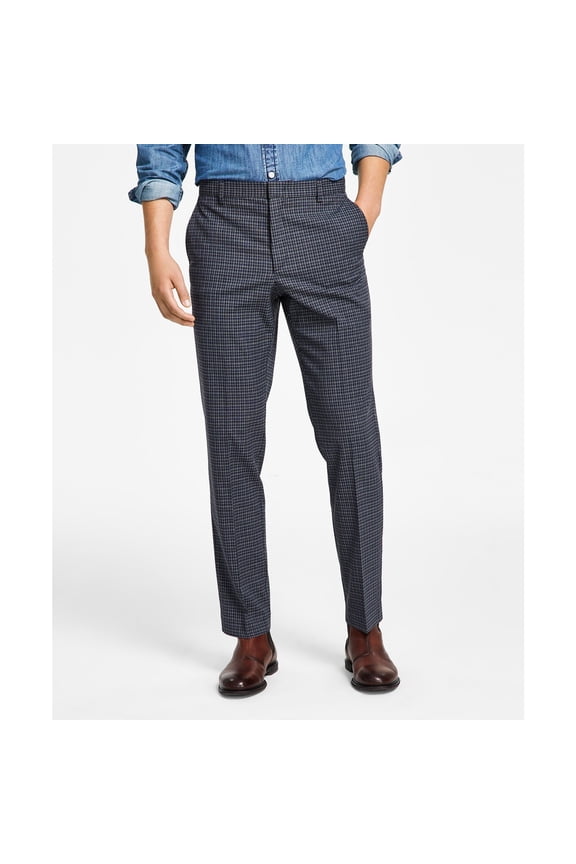 Men's Modern-Fit TH Flex Stretch Patterned Performance Pants Grey/Blue 34x30