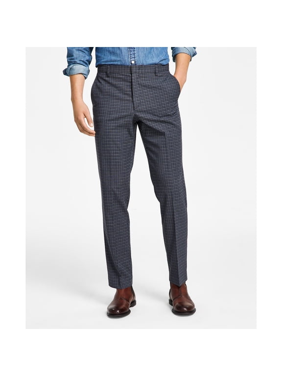 Men's Modern-Fit TH Flex Stretch Patterned Performance Pants Grey/Blue 34x30