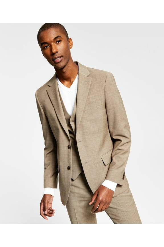 Men's Modern Fit Th Flex Stretch Solid Suit Jacket Brown Size 42