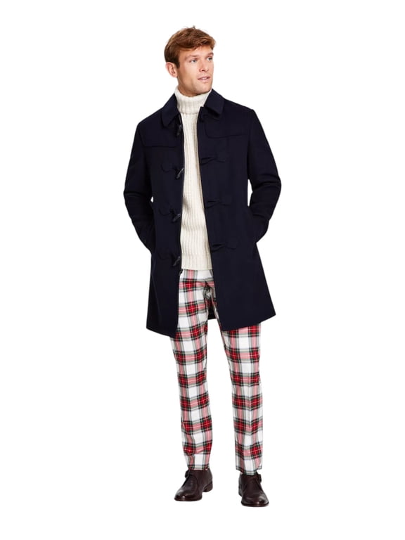 Men's Modern-Fit Toggle Overcoat Coat 40 L Navy Blue Wool