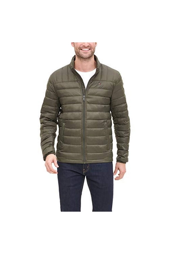 Men's Packable Down Puffer Jacket, Olive, X-Large Tall