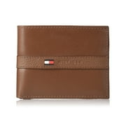Tommy Hilfiger Mens Premium Leather Flip ID Passcase Billfold Wallet Tan