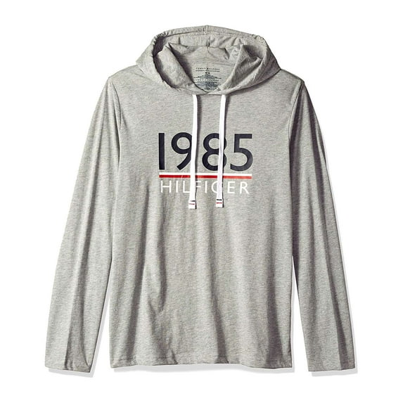 Tommy Hilfiger Men's Pullover Hoodie, Gray \ Blue,S - US