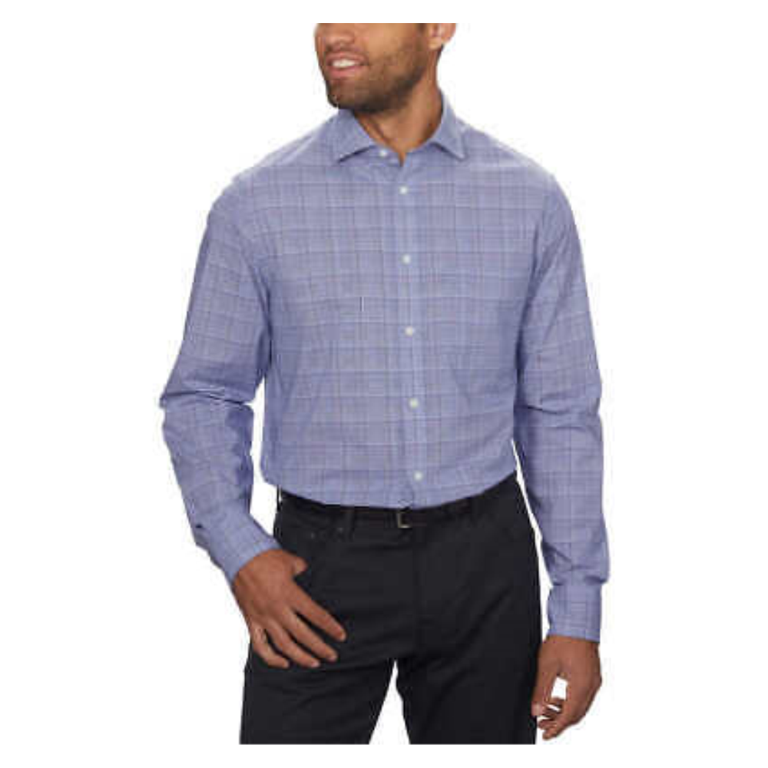 Tommy Hilfiger Men's Regular Fit Stretch Dress Shirt Blue 15-15.5 34/35 -  Walmart.com
