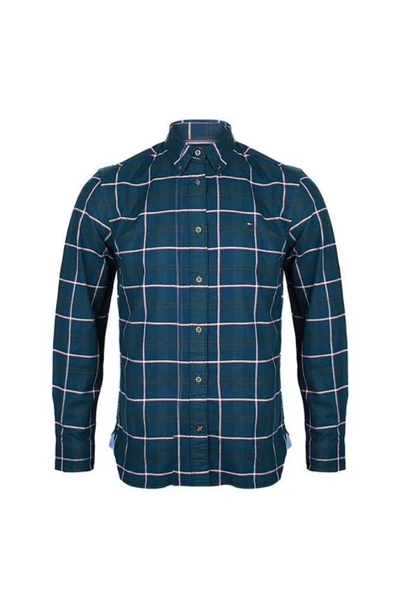 Men's Regular Fit Stretch Plaid Shirt Green XL $74.5