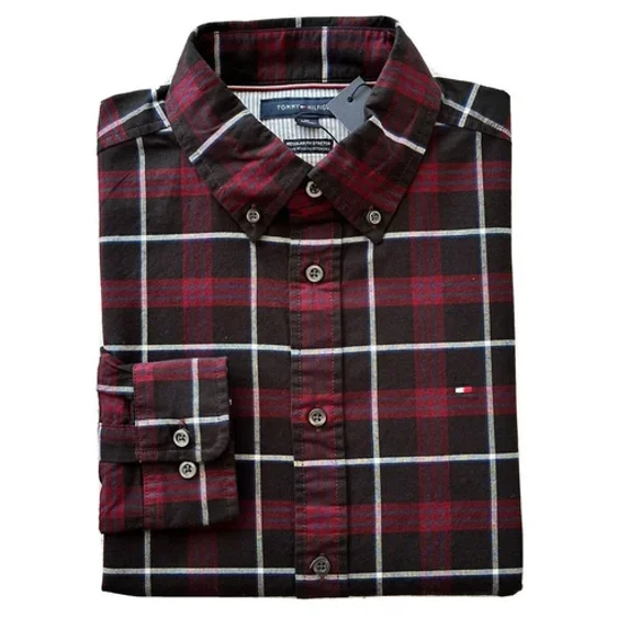 Tommy Hilfiger Men's Regular Fit Stretch Plaid Shirt XXL $74.5